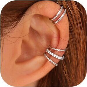 Classic-White Gold Plated NonPierced Adjustable Fake Ear Cuff Earrings for Women